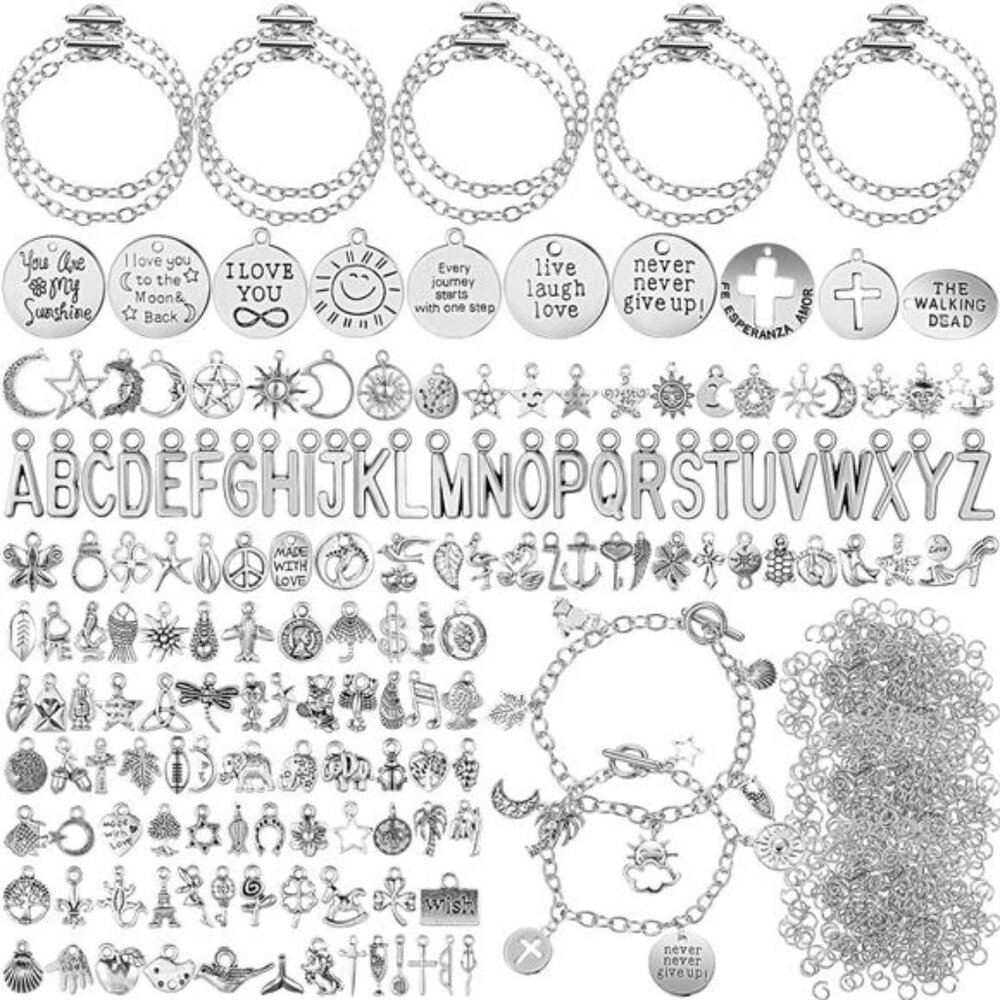 DIY Bracelet Making Kit 469 Pcs Bangles Charms Link Chain Jewelry Craft Supplies